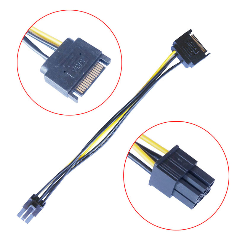 2pcs Dual SATA 15pin to 8 pin( - Pcie Extension Cable 评论和价格