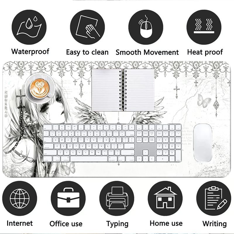 Leather Mousepad Black White A - Gaming Accessories Desk 评论和价格