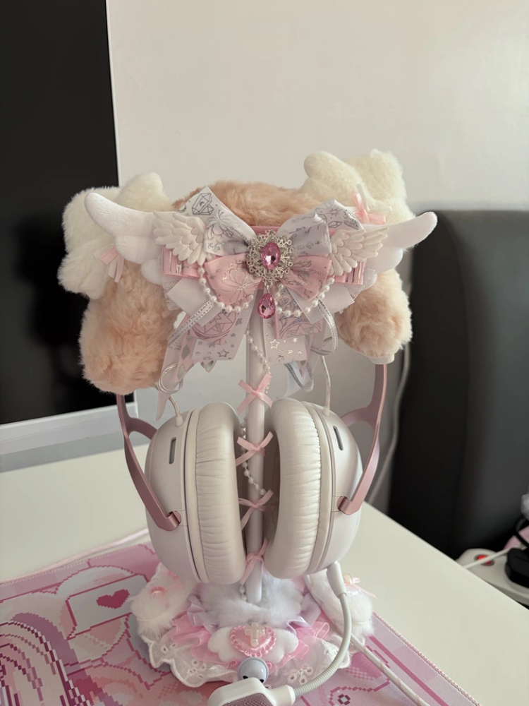 Cute Lace Headphone Stand Pink - Gaming Accessories Desk 评论和价格